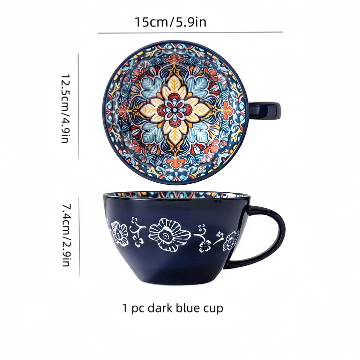 Caneca de Cerâmica Boho – 400 ml para Chá ou Café, Ideal para Família e Amigos 8