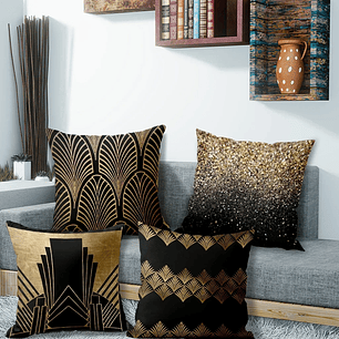 Kit 4 Capas Almofadas Decorativas Douradas – Estilo Art Déco para Transformar sua Casa