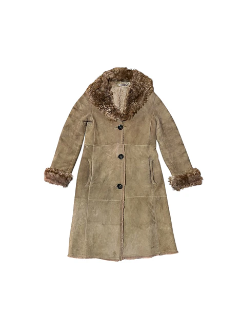 Abrigo Shearling Cuero Massimo Dutti Talla S (Revisar medidas)