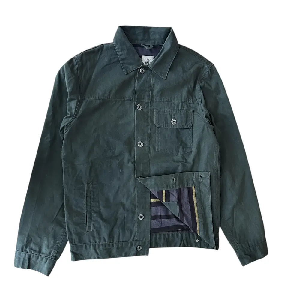 Chaqueta Encerada (Waxed) Flint and TInder Flannel-Lined Wax Trucker Jacket Talla S  2
