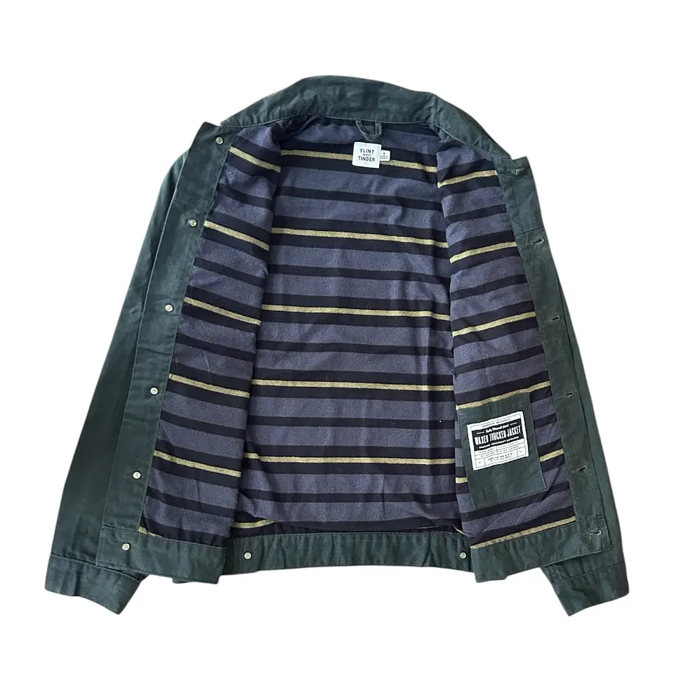 Chaqueta Encerada (Waxed) Flint and TInder Flannel-Lined Wax Trucker Jacket Talla S  4