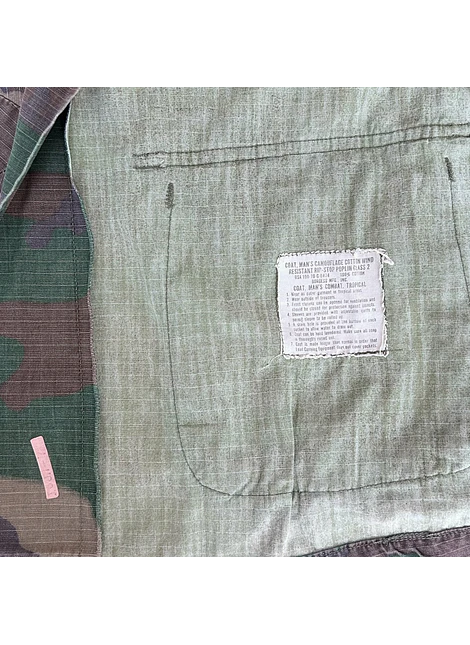 Coat Man's Combat Tropical Camo Vintage 70s Talla Small Regular