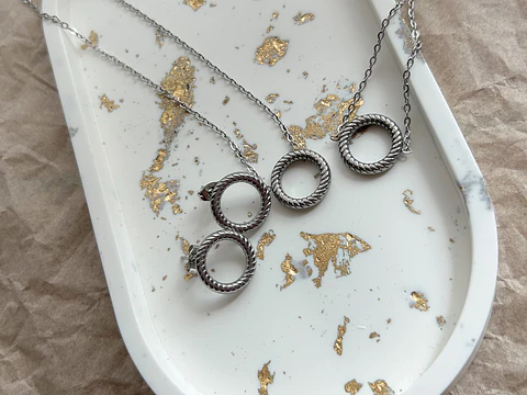 Néra – Conjunto Prateado Texturizado