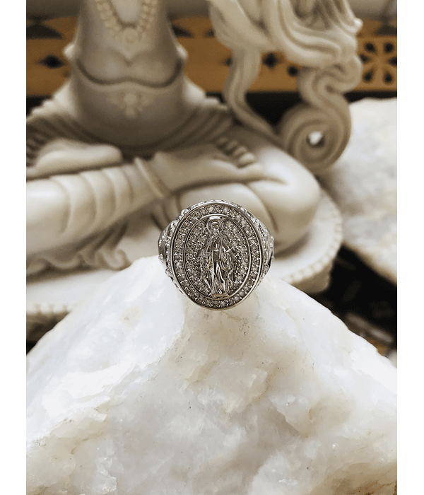 Anillo Virgen de los Rayos White Silver