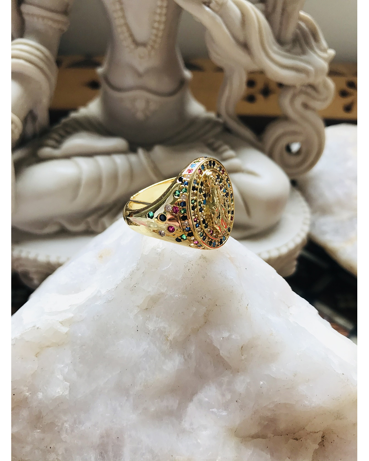 Anillo Virgen de los Rayos Multicolor Gold