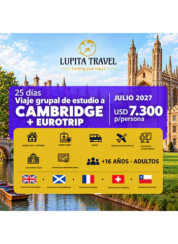 VIAJE DE ESTUDIO GRUPAL A CAMBRIDGE 2027 + EUROTRIP