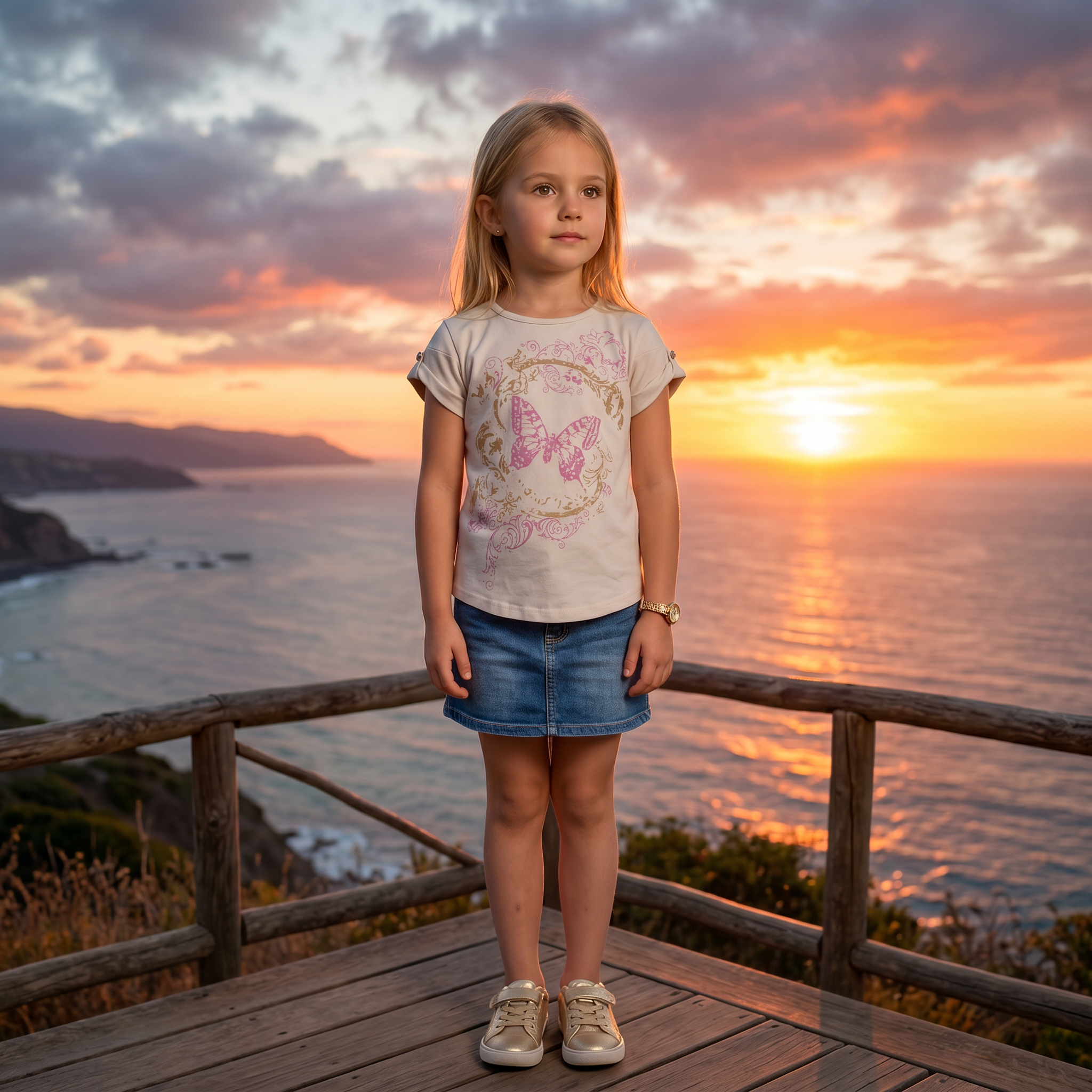 T-shirt estampada com adornos dourados 1