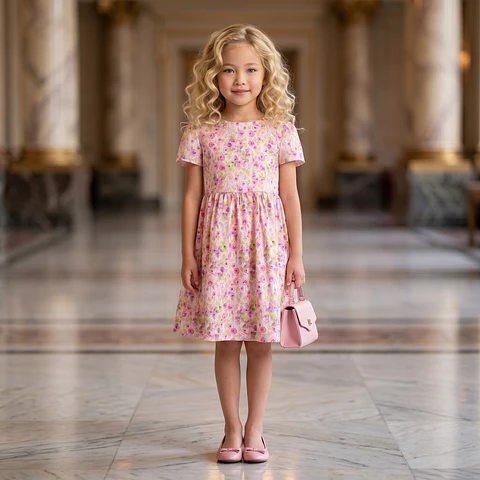 Vestido acetinado com estampado floral 