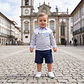 Polo camiseiro em jersey riscas com bolso, cotoveleiras e bordado - Thumbnail 1