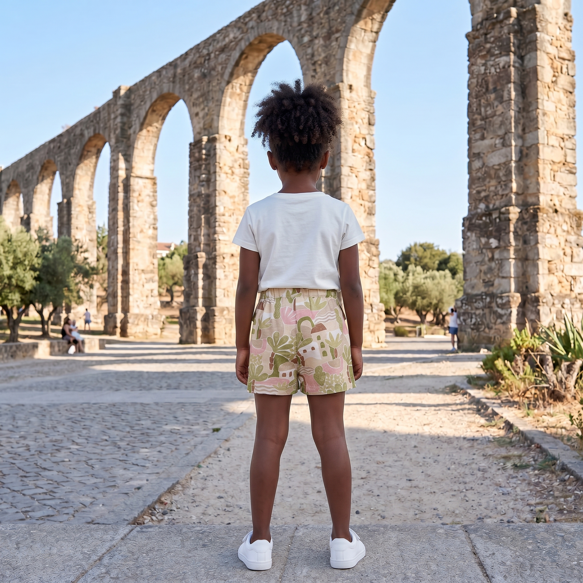 Calção estampado com bolsos e laço 3
