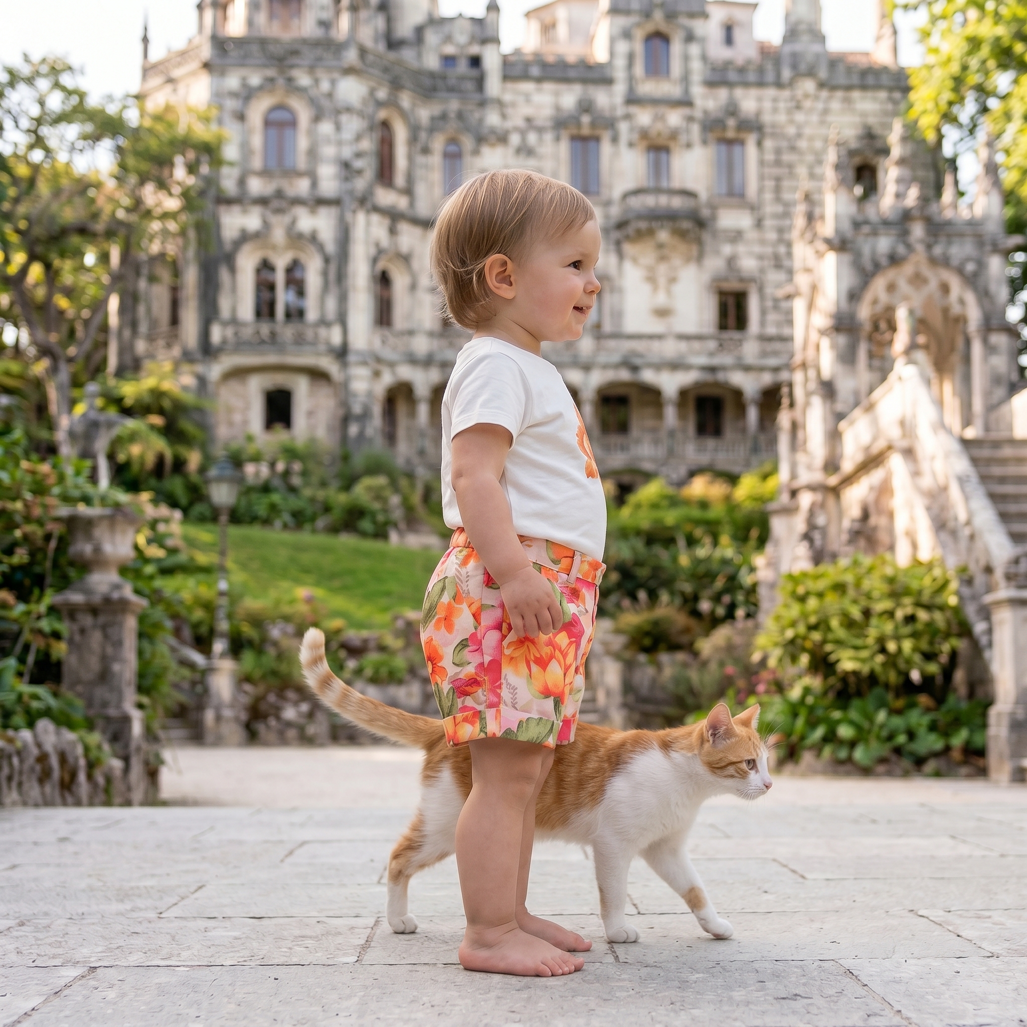 Calção com estampado floral e bolsos 2