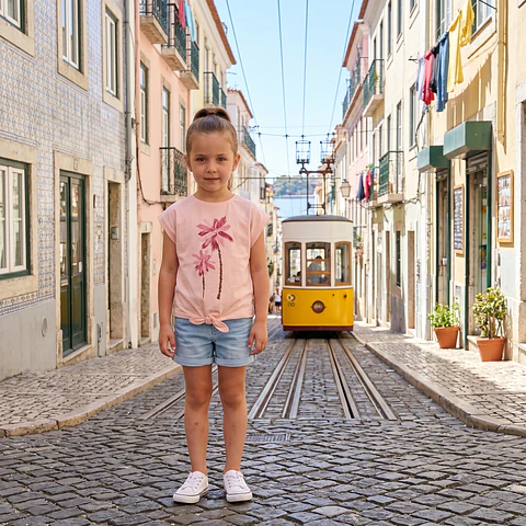 T-shirt com estampado e nó