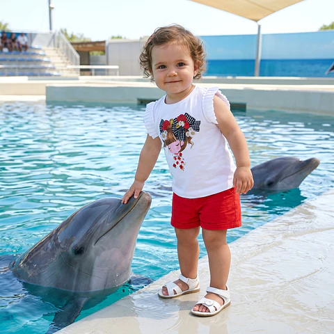 T-shirt com Glitter Estampado Menina