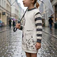 Vestido Tricot Branco e Cinza - Thumbnail 2