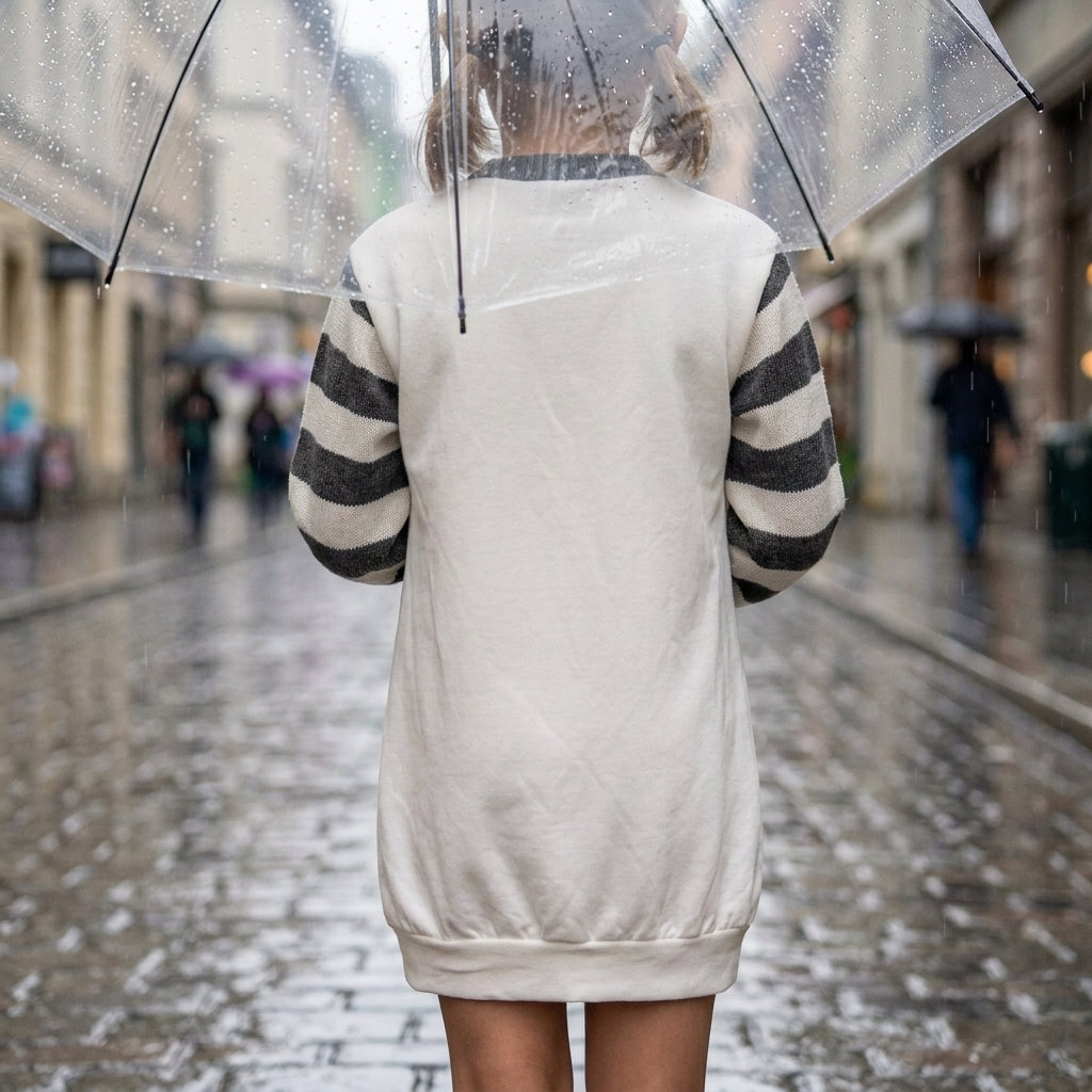 Vestido Tricot Branco e Cinza 3