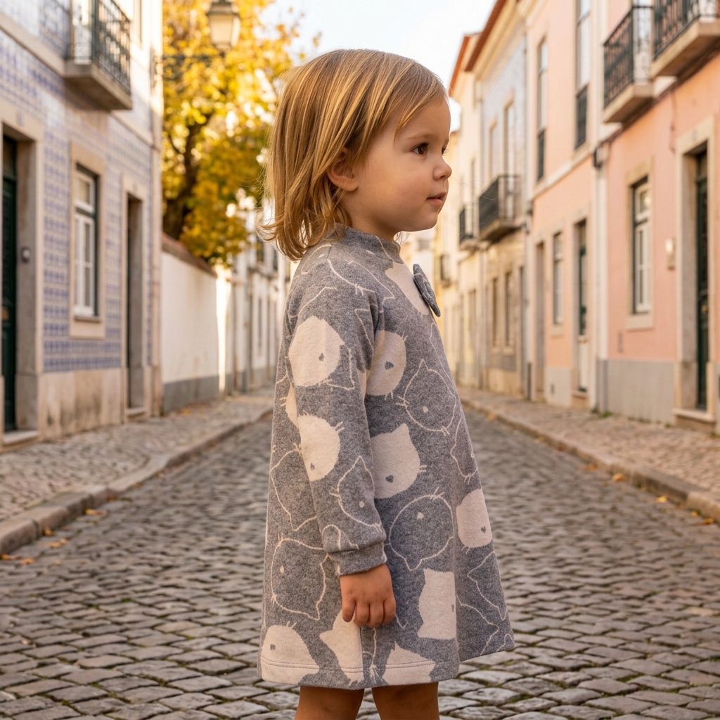 Vestido Jacquard Cinza Bebé 2