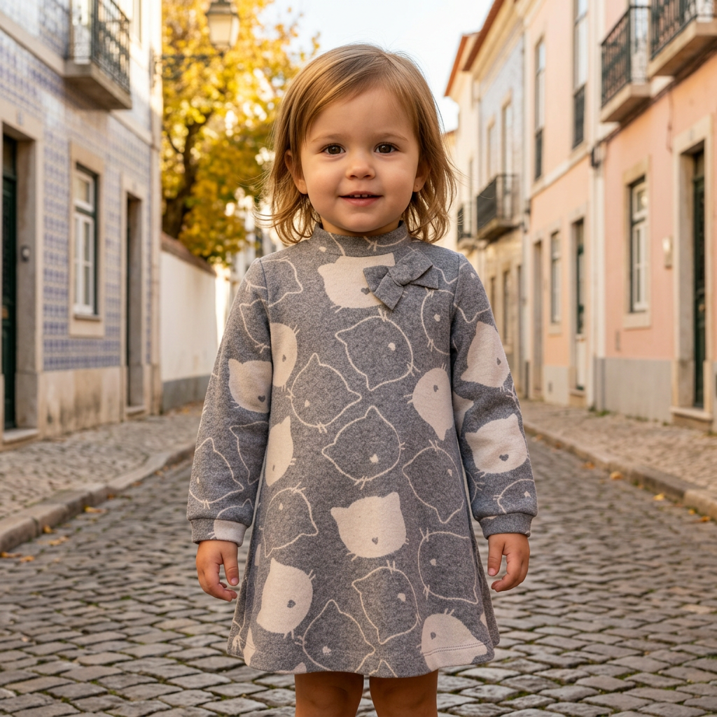 Vestido Jacquard Cinza Bebé 1