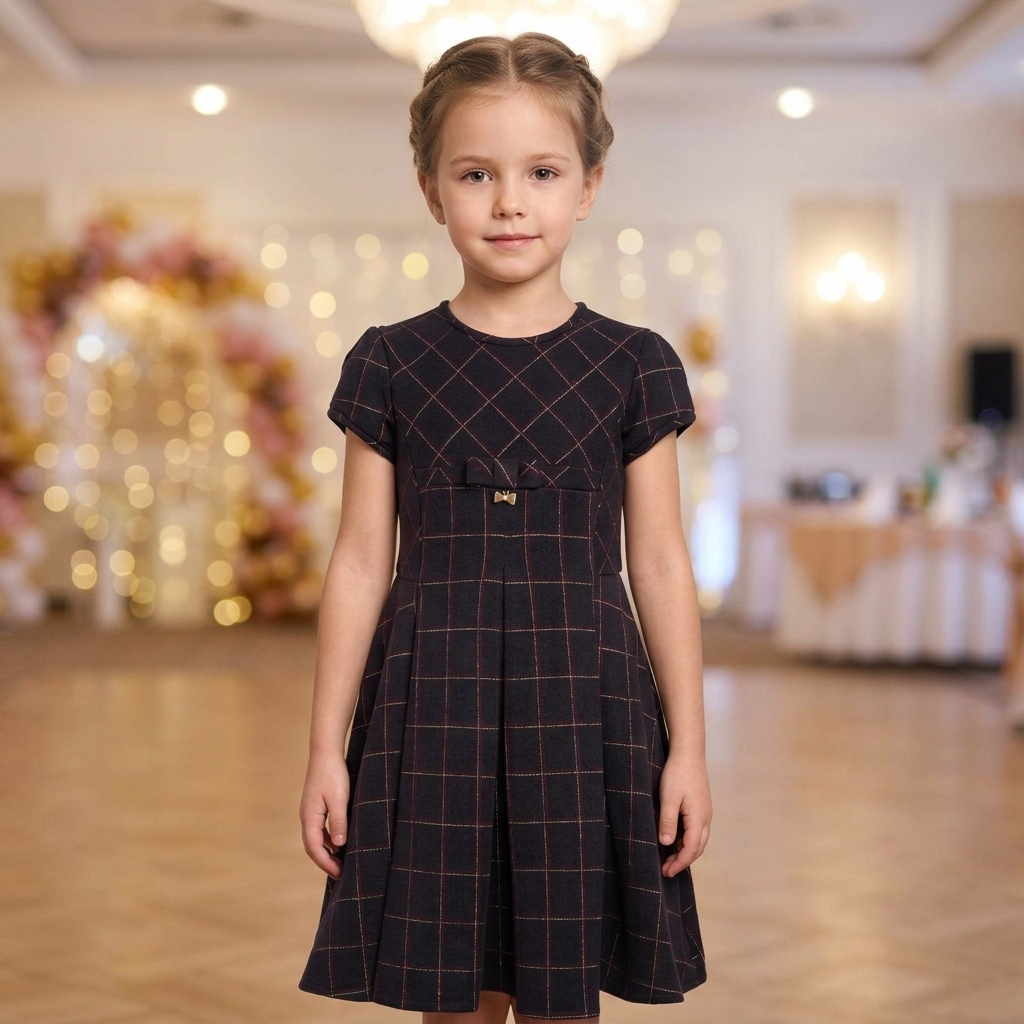 Vestido Xadrez Lurex Azul 1