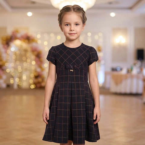 Vestido Xadrez Lurex Azul