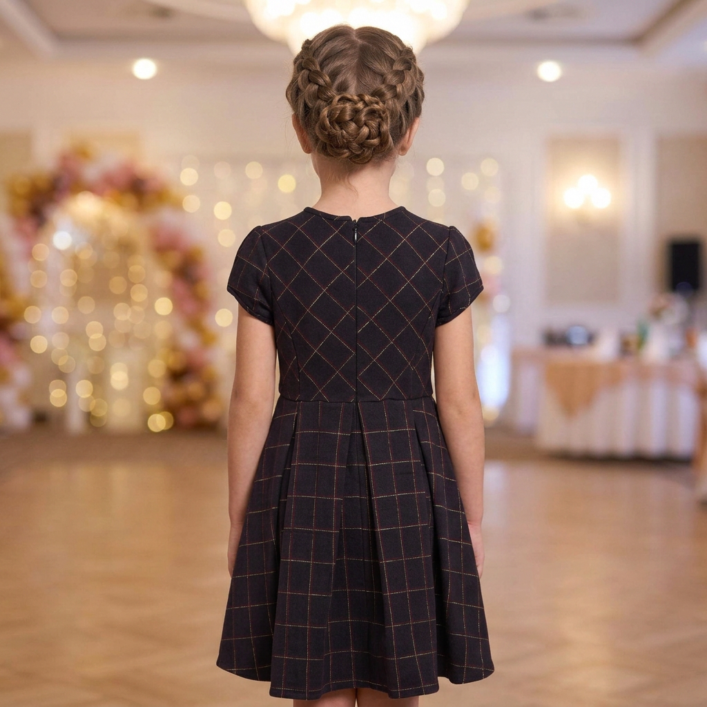 Vestido Xadrez Lurex Azul 3