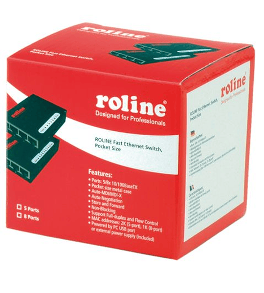 ROLINE Fast Ethernet Switch, Pocket, 5 Ports