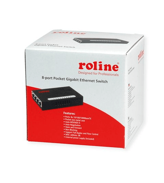 ROLINE Gigabit Ethernet Switch, Pocket, 8x Ports