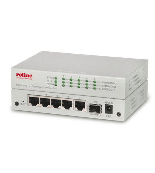 ROLINE Gigabit Ethernet Switch, 6x (5xGbE + 1x Gbic(SFP)), WebSmart