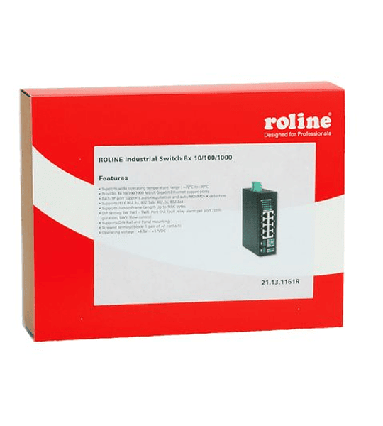 ROLINE Industrial Switch, Gigabit Ethernet, 8x RJ45