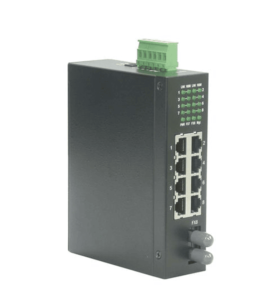 ROLINE Industrial Switch, Fast Ethernet, 7x RJ45, 1x ST, unmanaged