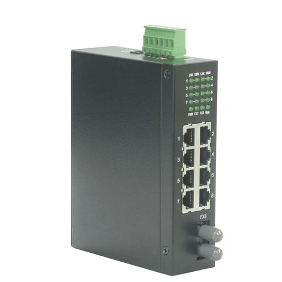 ROLINE Industrial Switch, Fast Ethernet, 7x RJ45, 1x ST, unmanaged