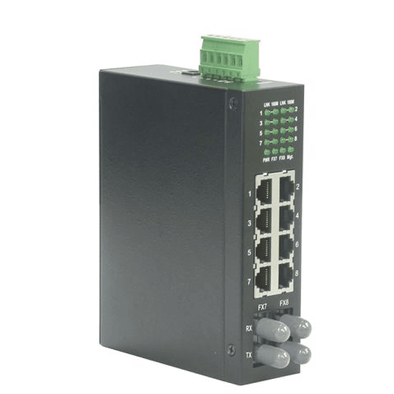 ROLINE Industrial Switch, Fast Ethernet, 6x RJ45, 2x ST, unmanaged