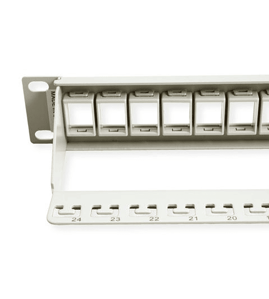 Keystone 19" Module frame UTP, Cat.5/6 Class D/E, 24 Ports, blank, lightgrey