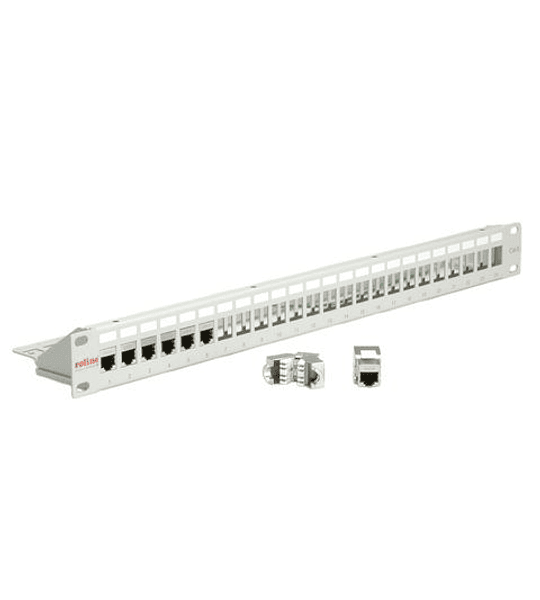 Keystone 19" Module frame Cat.5/6/6A, 24 Ports, STP, lightgrey