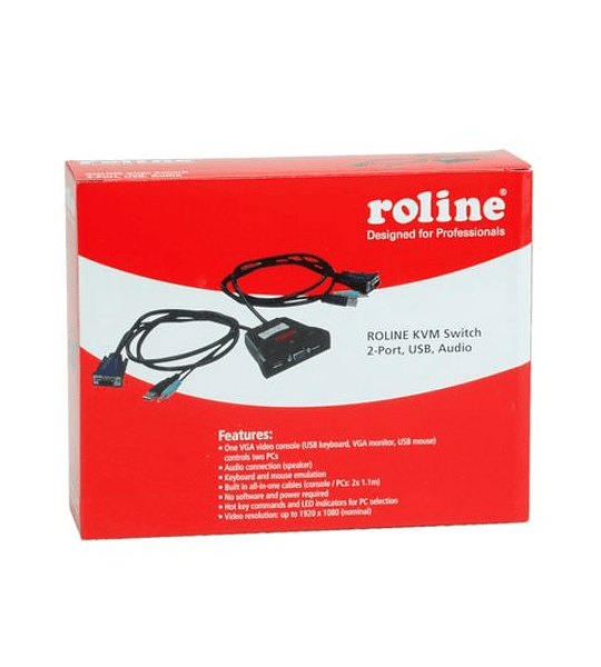 ROLINE KVM Switch "Star" 1 User - 2 PCs, Audio, USB