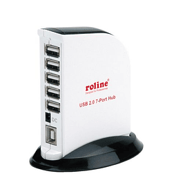 ROLINE USB2.0 Hub "black & white", 7 Ports, with Power Supply