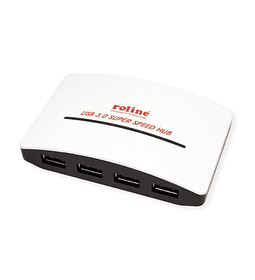 ROLINE USB3.2 Gen1 Hub "black & white", 4 Ports, with Power Supply