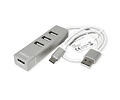 ROLINE USB2.0 Notebook Hub, 4 Ports, Type A + C Connection Cabo