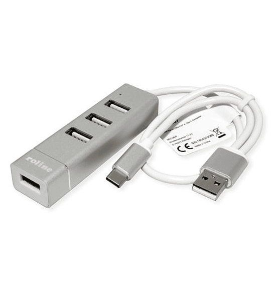 ROLINE USB2.0 Notebook Hub, 4 Ports, Type A + C Connection Cabo