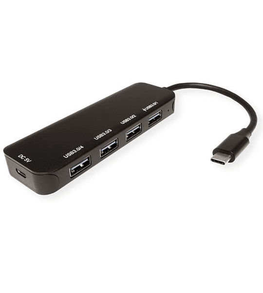 VALUE USB3.2 Gen1 Hub, 4x USBA F, 1x MicroB incl. PSU