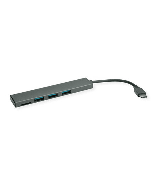 ROLINE USB3.2 Gen1 UltraSLIM Hub, 3x USBA F, 1x Micro SD CardReader