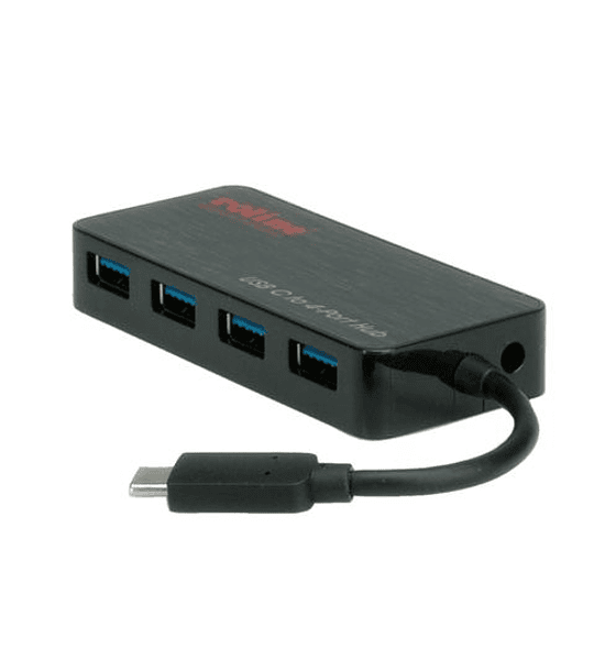 ROLINE USB3.2 Gen1 Hub, 4 Ports, Type C connection Cabo, with Power Supply