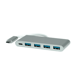 ROLINE USB3.2 Gen1 Hub, 4 Ports, Type C connection Cabo, with Power Supply (PD)