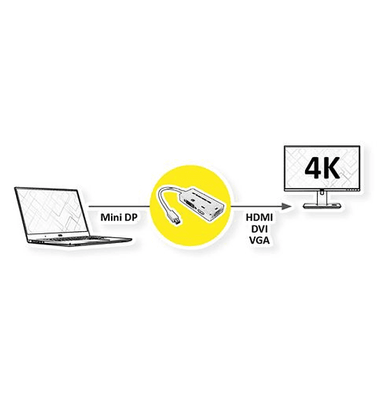 VALUE MiniDP - DVI / DP/ HDMI Adapter, MiniDP M - DVI/DP/HDMI F, v1.2