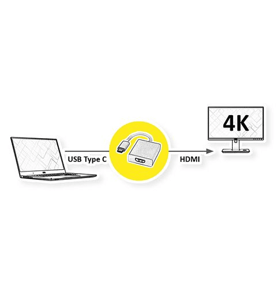 ROLINE Adaptador USB3.2 Gen2 C - HDMI, M/F, Alu