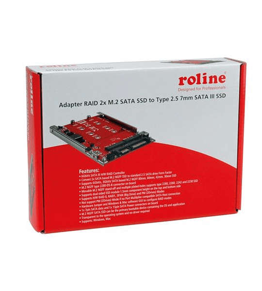 ROLINE M.2 para SATA 6.0 Gbit/s SSD H/W Adapter, 2x M.2 NGFF SSD, bootable and RAID - capable