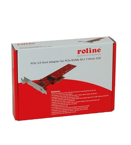 ROLINE PCIe 3.0 x4 3.3V5A Host Adapter for PCIe - NVMe M.2 110mm SSD