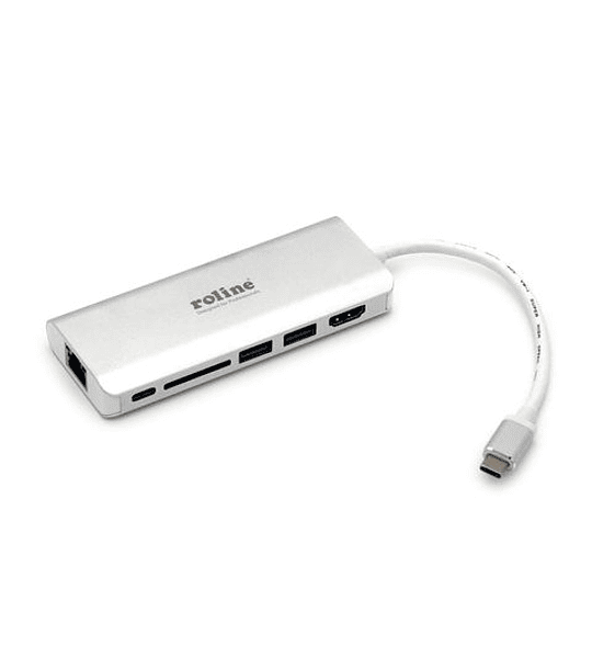 ROLINE Dockingstation C, 1x HDMI, 2x USB3.2 Gen1 A, 1x SD/MicroSD, 1x C (PD + DATA ), 1x Gigabit Ethernet