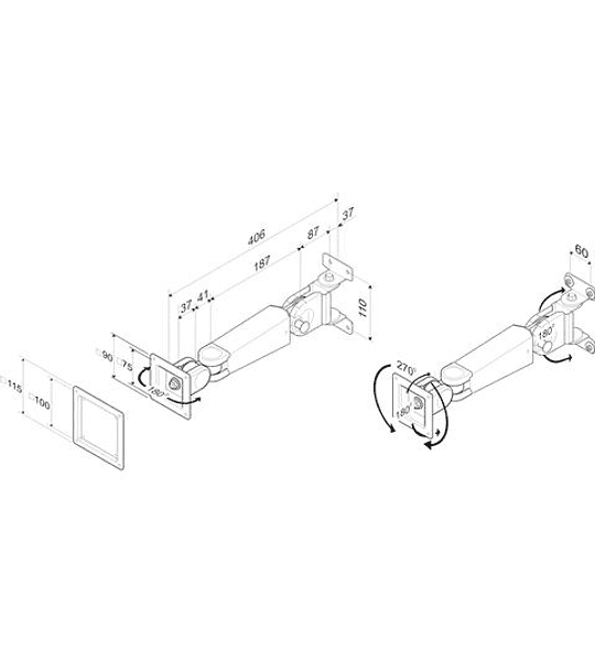 ROLINE Monitor Arm Standard, Wall Mount, 4 Joints