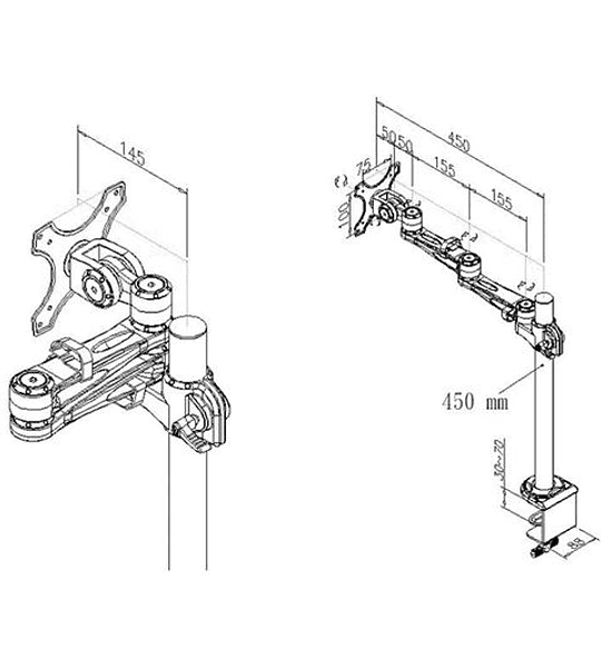 VALUE Single Monitor Arm, 4 Joints, Desk Clamp