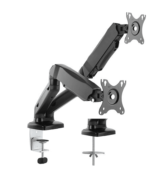 VALUE Dual Monitor Stand Pneumatic, Desk Clamp, Pivot, black, 2 Joints